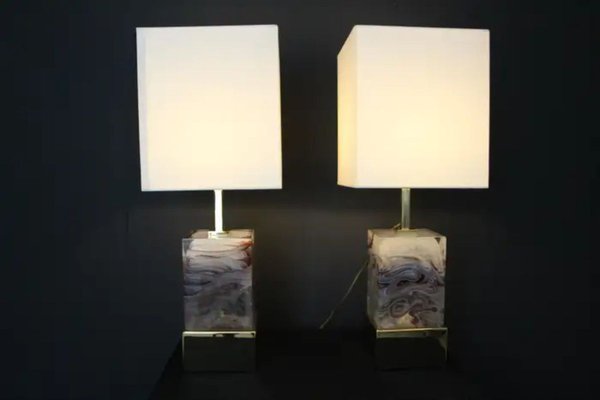 Murano Glass Block Table Lamps, 2000s, Set of 2-YF-1723232