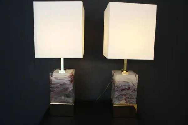 Murano Glass Block Table Lamps, 2000s, Set of 2-YF-1723232