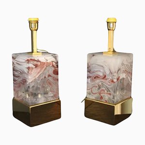 Murano Glass Block Table Lamps, 2000s, Set of 2-YF-1723232