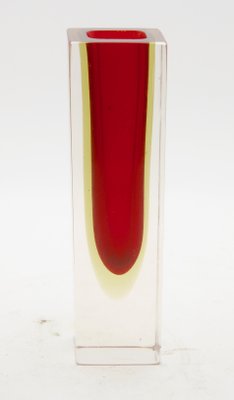 Murano Glass Block Vases with Red Core and Diffused Amber by Flavio Poli, Set of 2-MJY-1148928