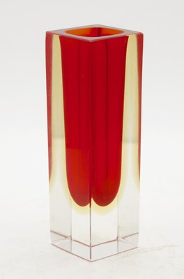 Murano Glass Block Vases with Red Core and Diffused Amber by Flavio Poli, Set of 2-MJY-1148928