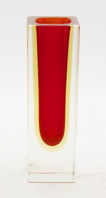 Murano Glass Block Vases with Red Core and Diffused Amber by Flavio Poli, Set of 2-MJY-1148928