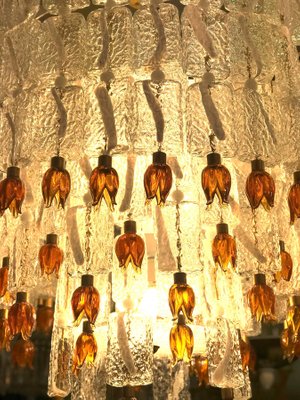 Murano Glass Blocks with Gold Rosettes Chandelier from Barovier & Toso, 1940s-MBH-1032021