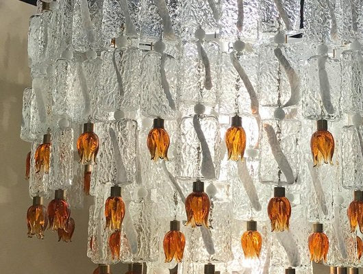 Murano Glass Blocks with Gold Rosettes Chandelier from Barovier & Toso, 1940s-MBH-1032021