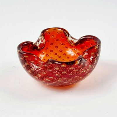 Murano Glass Bowl or Ashtray with Gold Dust & Air Bubbles from Barovier & Toso, Italy, 1960s-BMM-1718640