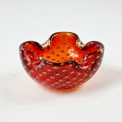 Murano Glass Bowl or Ashtray with Gold Dust & Air Bubbles from Barovier & Toso, Italy, 1960s-BMM-1718640