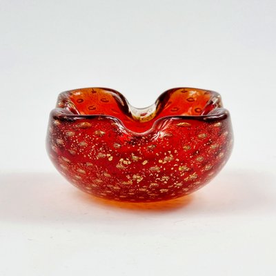 Murano Glass Bowl or Ashtray with Gold Dust & Air Bubbles from Barovier & Toso, Italy, 1960s-BMM-1718640