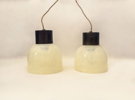 Murano Glass & Brass Ceiling Lamps by Carlo Scarpa for Venini, 1950s, Set of 2-VCV-751053