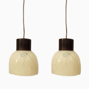 Murano Glass & Brass Ceiling Lamps by Carlo Scarpa for Venini, 1950s, Set of 2-VCV-751053