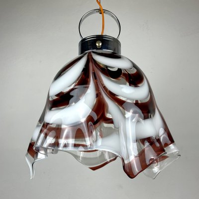 Murano Glass Brown Fazzoletto Pendant Lamp by AV Mazzega, Italy, 1970s-WQC-1378703