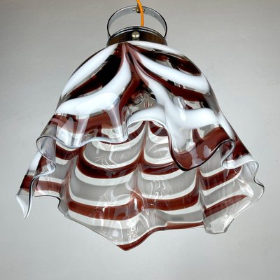 Murano Glass Brown Fazzoletto Pendant Lamp by AV Mazzega, Italy, 1970s-WQC-1378703