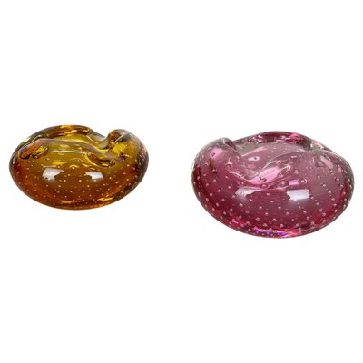 Murano Glass Bubble Structure Bowls or Ashtrays, Italy, 1970s, Set of 2-QZ-1448589