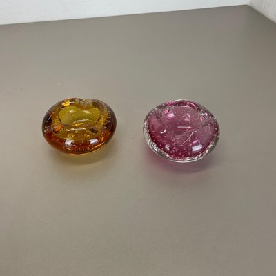 Murano Glass Bubble Structure Bowls or Ashtrays, Italy, 1970s, Set of 2-QZ-1448589