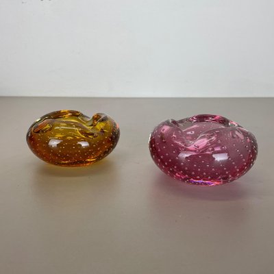 Murano Glass Bubble Structure Bowls or Ashtrays, Italy, 1970s, Set of 2-QZ-1448589