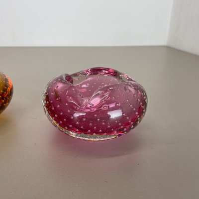 Murano Glass Bubble Structure Bowls or Ashtrays, Italy, 1970s, Set of 2-QZ-1448589