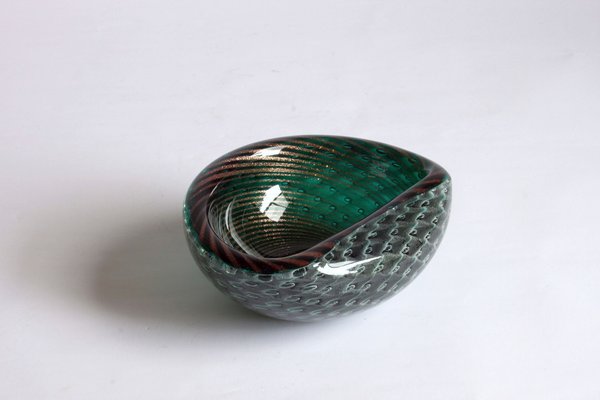 Murano Glass Bullicante and Filigrana Bowl, 1950s-PLT-1328920