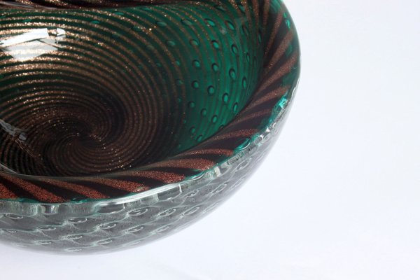 Murano Glass Bullicante and Filigrana Bowl, 1950s-PLT-1328920