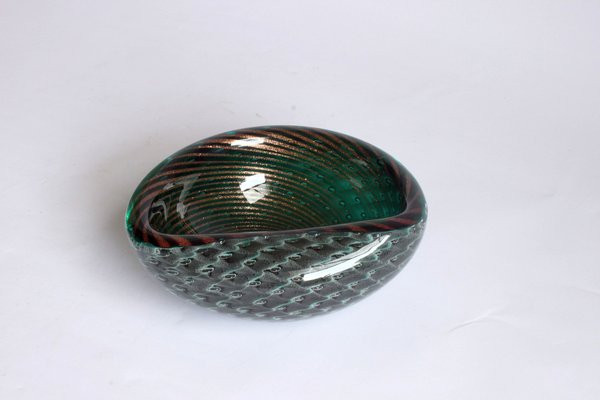 Murano Glass Bullicante and Filigrana Bowl, 1950s-PLT-1328920