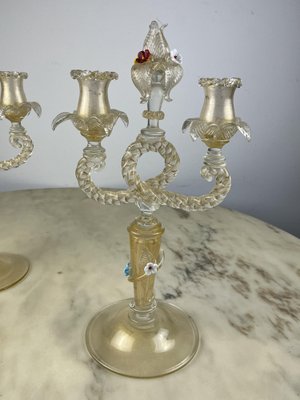 Murano Glass Candelabras in the style of Barovier & Toso, Italy, 1960s, Set of 2-YST-1743133