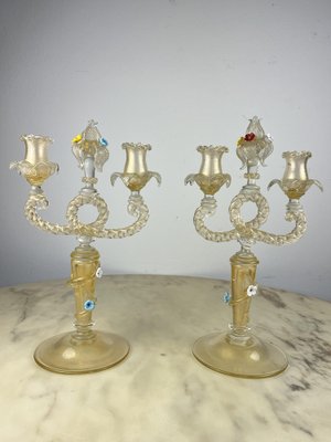 Murano Glass Candelabras in the style of Barovier & Toso, Italy, 1960s, Set of 2-YST-1743133