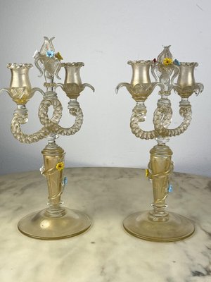 Murano Glass Candelabras in the style of Barovier & Toso, Italy, 1960s, Set of 2-YST-1743133