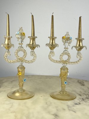 Murano Glass Candelabras in the style of Barovier & Toso, Italy, 1960s, Set of 2-YST-1743133