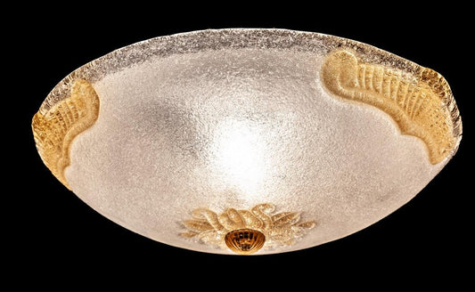 Murano Glass Ceiling Light or Flush Mount with Gold Inclusions by Barovier, 1970s