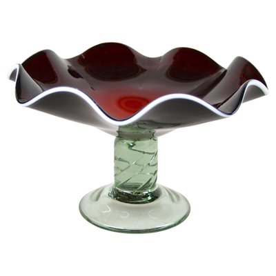 Murano Glass Centerpiece with Dark Red Bowl, Italy, 1970s-TQA-1321958