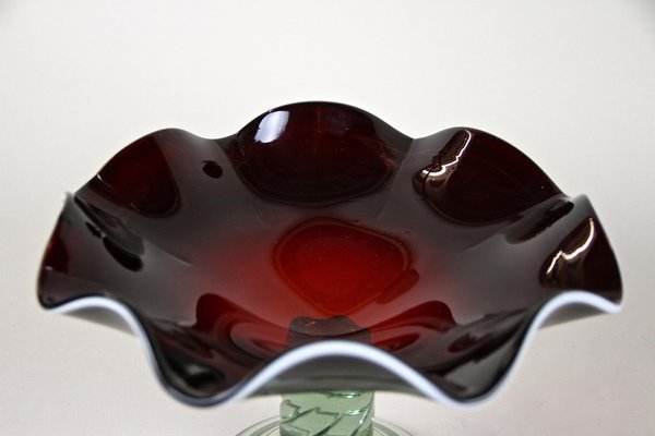 Murano Glass Centerpiece with Dark Red Bowl, Italy, 1970s-TQA-1321958