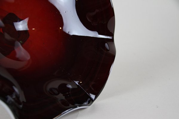 Murano Glass Centerpiece with Dark Red Bowl, Italy, 1970s-TQA-1321958