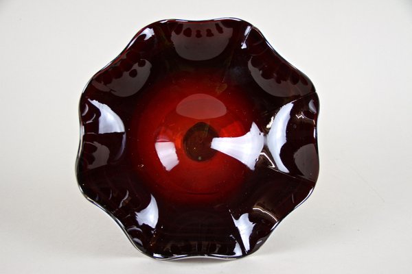 Murano Glass Centerpiece with Dark Red Bowl, Italy, 1970s-TQA-1321958