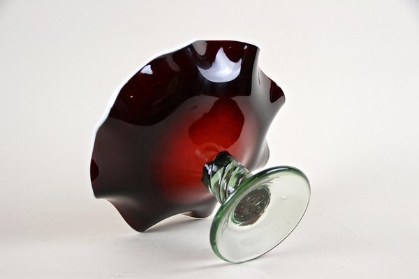 Murano Glass Centerpiece with Dark Red Bowl, Italy, 1970s-TQA-1321958