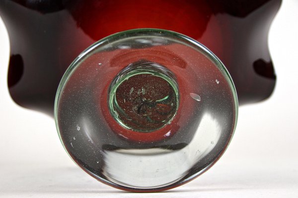 Murano Glass Centerpiece with Dark Red Bowl, Italy, 1970s-TQA-1321958