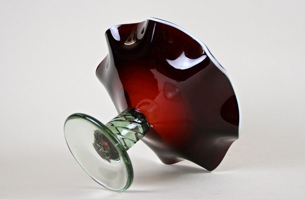 Murano Glass Centerpiece with Dark Red Bowl, Italy, 1970s-TQA-1321958