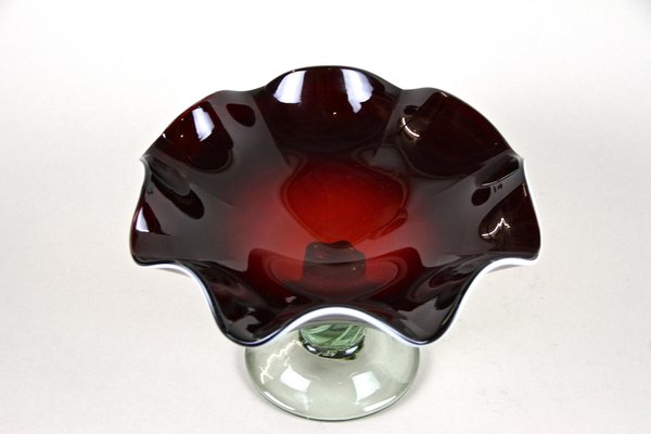 Murano Glass Centerpiece with Dark Red Bowl, Italy, 1970s-TQA-1321958