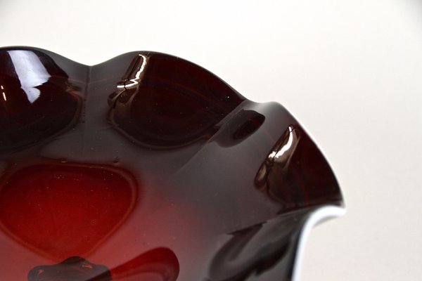 Murano Glass Centerpiece with Dark Red Bowl, Italy, 1970s-TQA-1321958