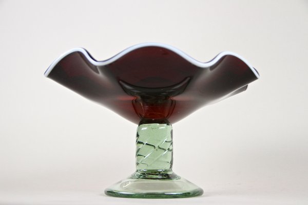 Murano Glass Centerpiece with Dark Red Bowl, Italy, 1970s-TQA-1321958