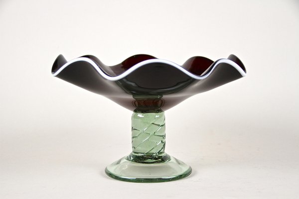 Murano Glass Centerpiece with Dark Red Bowl, Italy, 1970s-TQA-1321958