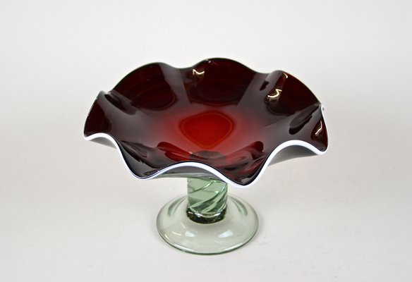 Murano Glass Centerpiece with Dark Red Bowl, Italy, 1970s-TQA-1321958