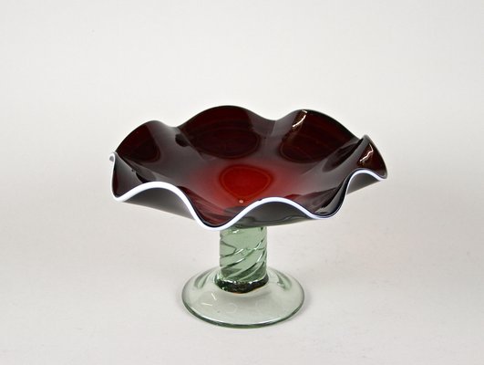 Murano Glass Centerpiece with Dark Red Bowl, Italy, 1970s-TQA-1321958