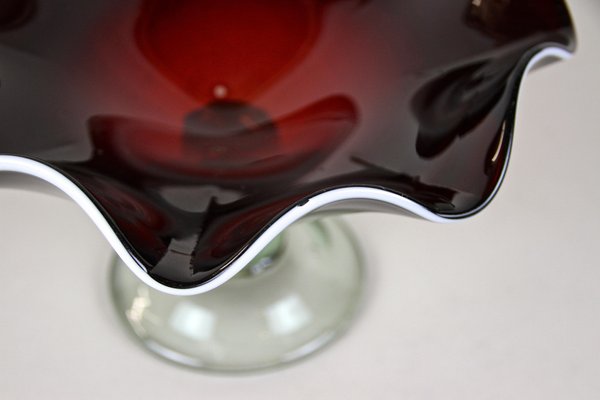 Murano Glass Centerpiece with Dark Red Bowl, Italy, 1970s-TQA-1321958