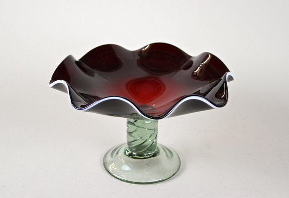 Murano Glass Centerpiece with Dark Red Bowl, Italy, 1970s-TQA-1321958