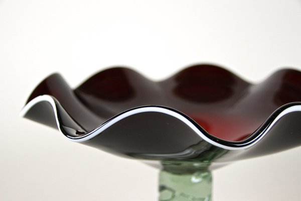 Murano Glass Centerpiece with Dark Red Bowl, Italy, 1970s-TQA-1321958