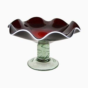 Murano Glass Centerpiece with Dark Red Bowl, Italy, 1970s-TQA-1321958