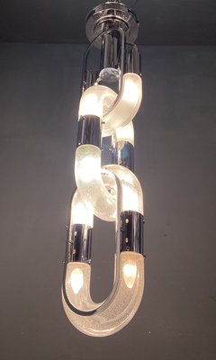 Murano Glass Chain Link Ceiling Lamp by Aldo Nason for Mazzega, 1960s-JJC-909616