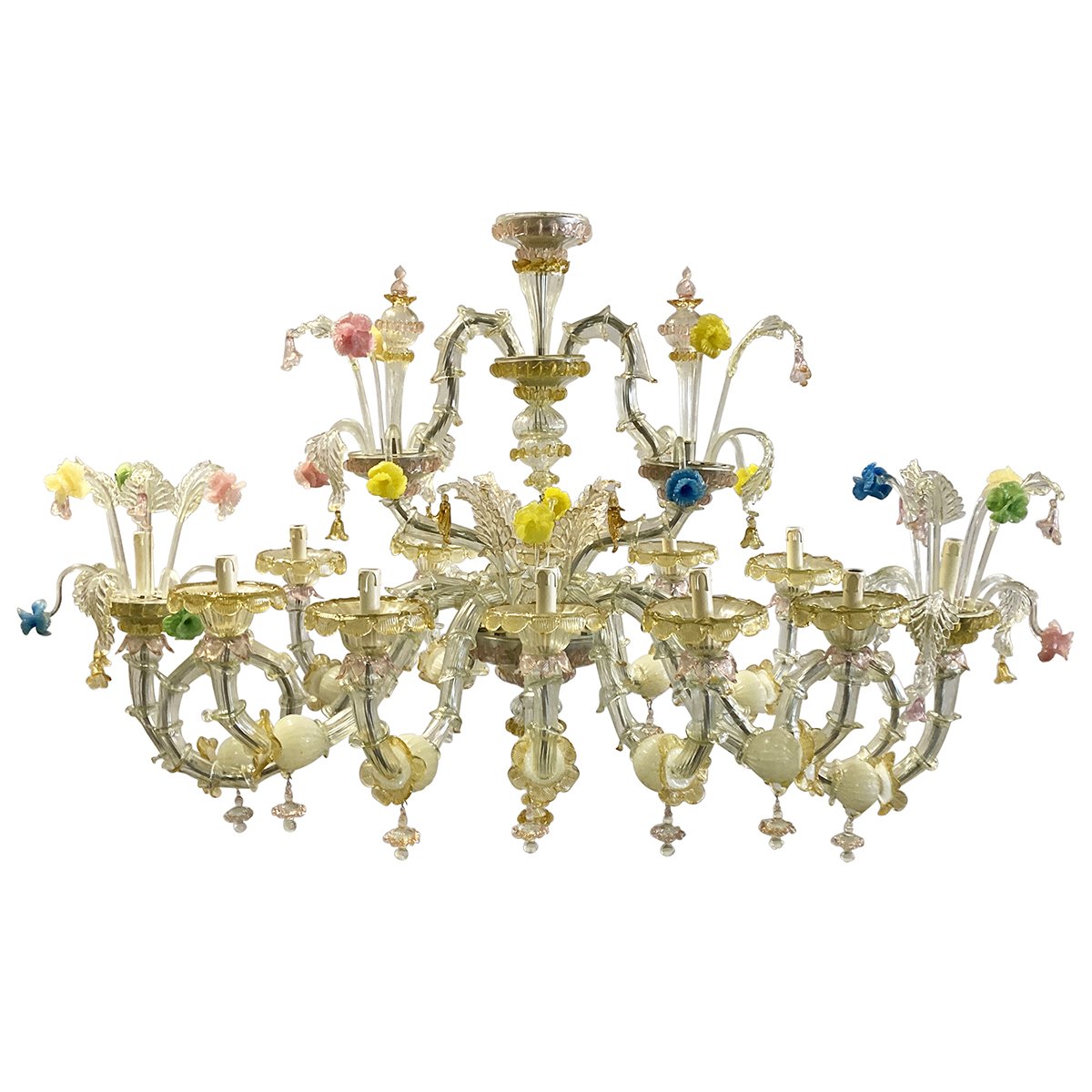 Murano Glass Chandelier in the style of Rezzonico, 1940s