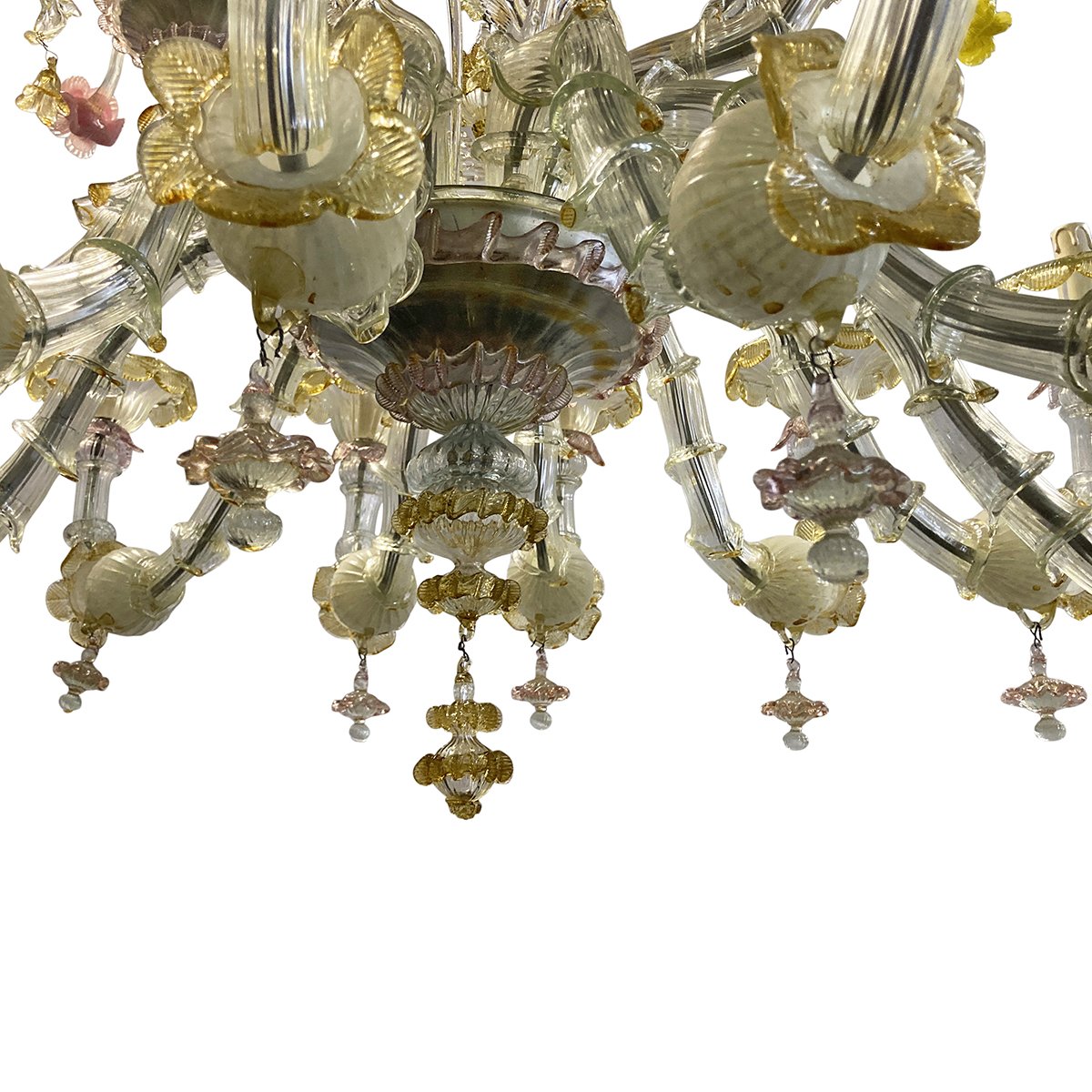 Murano Glass Chandelier in the style of Rezzonico, 1940s