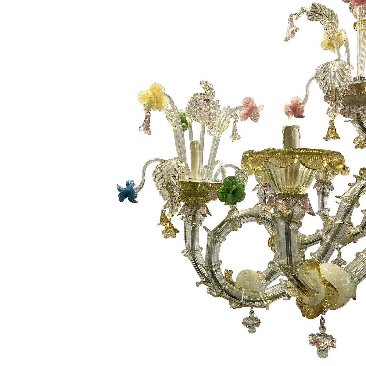 Murano Glass Chandelier in the style of Rezzonico, 1940s