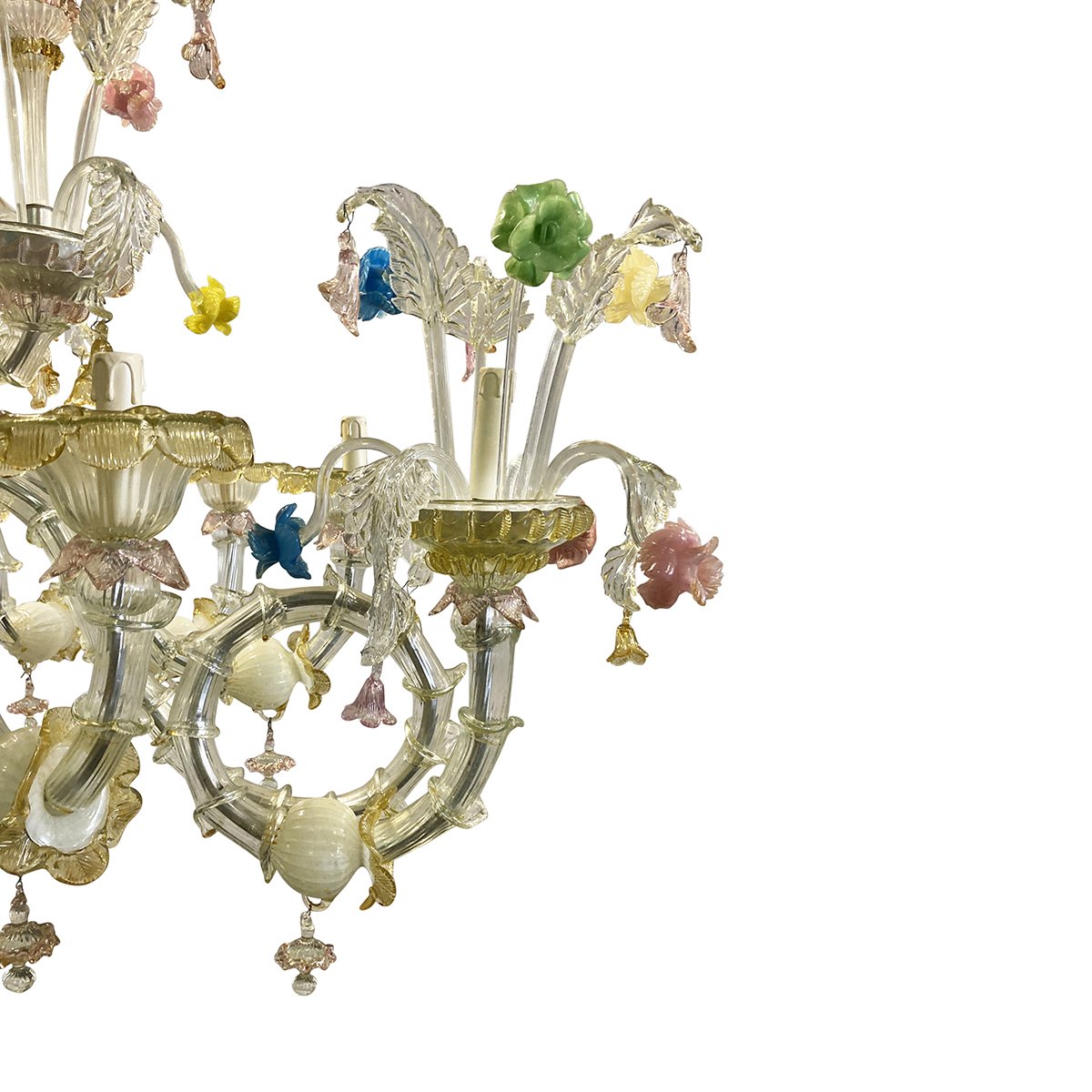 Murano Glass Chandelier in the style of Rezzonico, 1940s