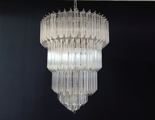 Murano Glass Chandelier with 112 Transparent Quadriedri, 1982-FHZ-695465